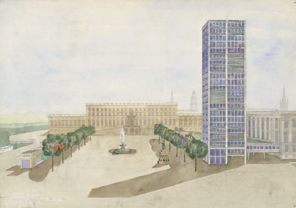 Josef Frank ritade ett förslag till ett nytt riksdagshus i Stockholm i samband med diskussionen en nyordning inom riksdagen på 1950-talet. 